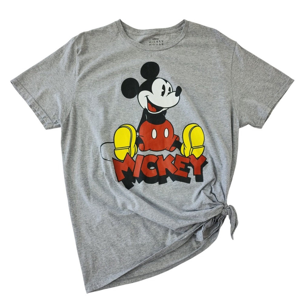 Disney Mickey Mouse Graphic T-Shirt‎ Mens Large Gray Short Sleeve Crew Neck Tee